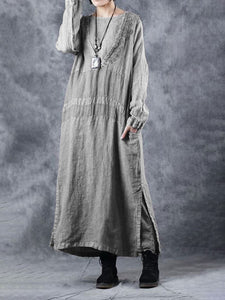 Fashionable Personality Solid Color Long Sleeve Dress