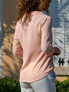 Pure Color Casual Tops Button Up Thin Shirt