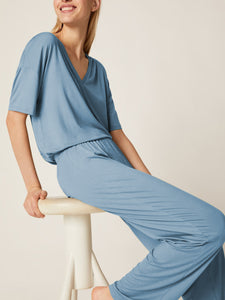 Simple Casual Loose Comfortable  Loungewear Short Sleeve Tops Pants Set