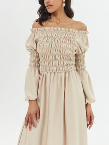 Single Collar Solid Color Elegant Dress