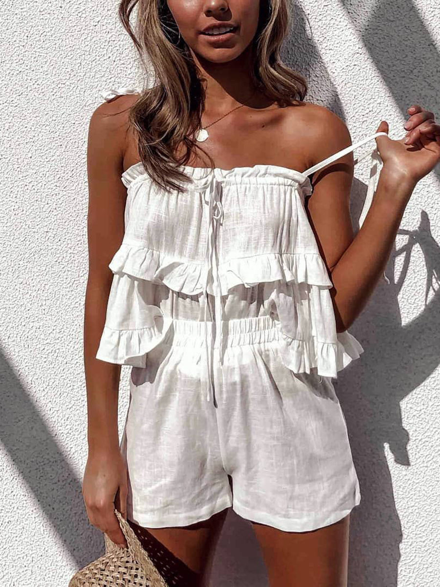 Simple Casual Loose Sling Top Pants Suit