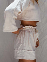 Load image into Gallery viewer, Long Sleeve Top High Waist Casual Shorts Women&#39;s Suit
