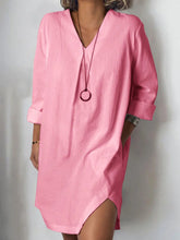 Load image into Gallery viewer, Casual Long Sleeve Cotton Solid Casual Dress

