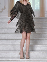 Load image into Gallery viewer, Prom V-neck Fringed Slim Mini Evening Dress
