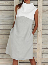 Load image into Gallery viewer, High Neck Stitching Sleeveless Mini Dress
