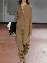 Load image into Gallery viewer, Casual Loose Solid Color Long Sleeve Jumpsuit
