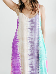 Watercolors Tie Dye Loose Maxi Dress