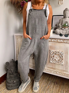 Simple Casual Plain Sling Jumpsuit