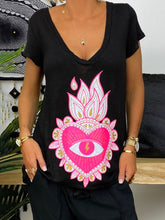 Load image into Gallery viewer, V-neck Short Sleeve Flower Printed Casual Women&#39;s Suit
