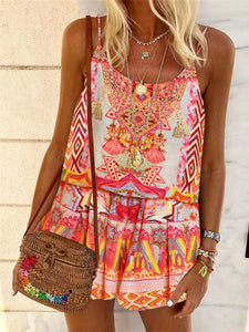 Bohemian Casual Loose Strap Floral Dress
