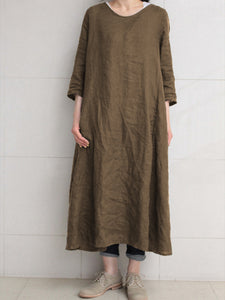 Middle Sleeve Solid Soft Casual Dress