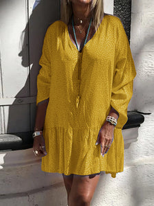 Polka Dot Printed Long Sleeve Casual Dress