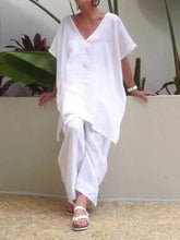 Load image into Gallery viewer, Simple Casual Loose V-Neck Top Suit Set
