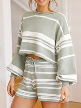 Load image into Gallery viewer, Fashionable Casual Loose Shirt Shorts Striped Knitted Suit
