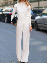 Load image into Gallery viewer, Casual Loose Turtleneck Solid Color Long Sleeve Top and Trousers Two-Piece Set
