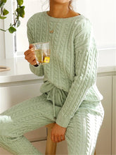 Load image into Gallery viewer, Casual Loose Round Neck Long Sleeve Top Pants Knitted Suit
