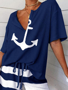 Short Sleeve Print V-neck T-shirts