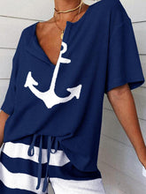 Load image into Gallery viewer, Short Sleeve Print V-neck T-shirts
