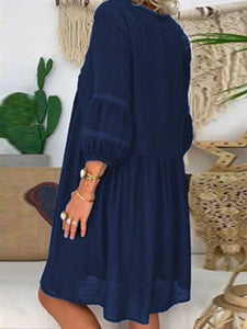 V-neck Loose Solid Color Casual Dresses