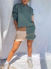 Load image into Gallery viewer, Loose Colorblock Sweatshirt Suit
