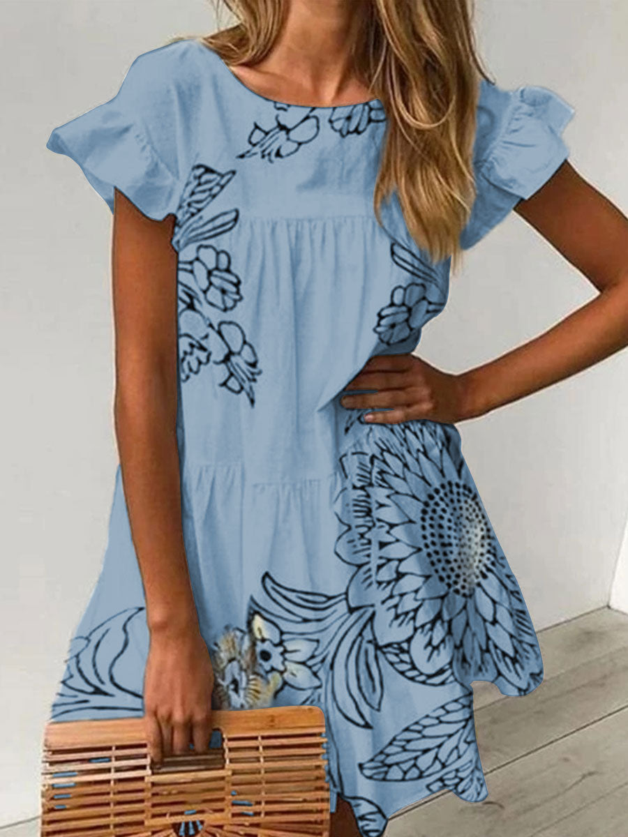 Fashion Casual Printed Short Sleeve Dress
