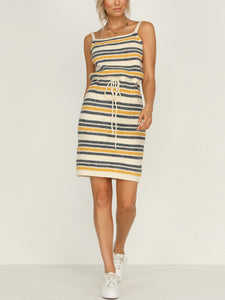 Striped Print Sleeveless Loose Dress