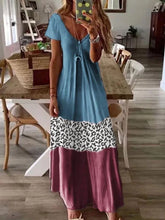Load image into Gallery viewer, Casual Hanging Tricolor Stitching Leopard Print Dress
