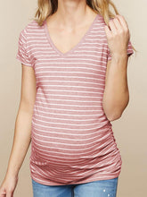 Load image into Gallery viewer, Casual V-neck Stripe Printed Maternity Top

