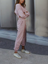 Load image into Gallery viewer, Fashionable Solid Color Long-sleeved Trousers Casual Two-piece Suit
