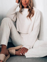 Load image into Gallery viewer, Simple Casual Loose Round Neck Pants Knitted Suit

