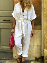 Load image into Gallery viewer, Casual Loose Solid Color V-neck Jumpsuit
