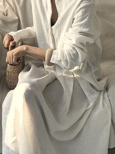 Long Sleeve Solid Color Casual Shirt Dress