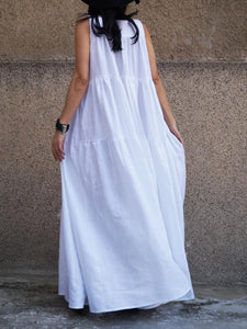 Fashionable Solid Color Hem Loose Dress