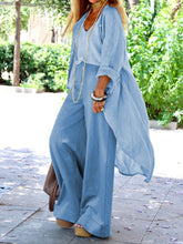 Load image into Gallery viewer, Fashionable Casual Loose V Neck Top Pants Coat Three-piece set

