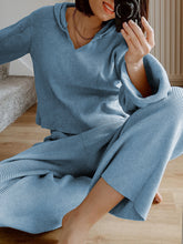 Load image into Gallery viewer, Casual Loose Hooded Top Pants Knitted Suit
