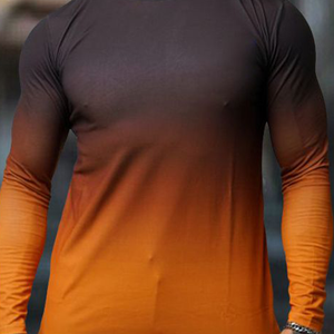 Men'S Fashion Gradient Slim Long Sleeve T-Shirt