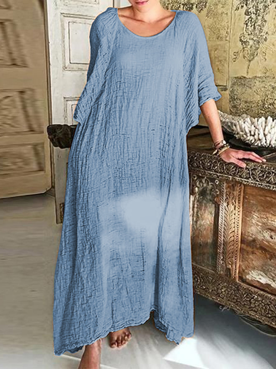 Fashion Casual Long Sleeve Round Neck Dress