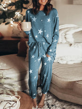 Load image into Gallery viewer, Casual Star Print Loose Long Sleeve Top Shorts Two-Piece Suit
