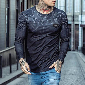 Street Style Round Neck Long Sleeve Printed T-Shirt