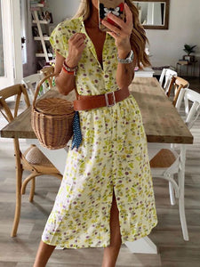 Casual Fashion Small Floral Shirt Dress