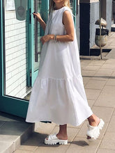 Load image into Gallery viewer, Solid Color Sleeveless Round Neck Casual Dress

