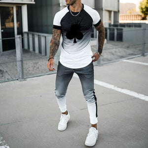 Men'S Black And White Gradient Print Suit