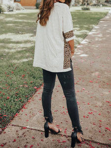 Summer White T-shirt with Leopard Print