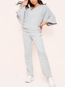 Everleigh Grey Ribbed Knit Co-Ord Set