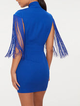Load image into Gallery viewer, Tassel Cap Sleeve Plunge Bodycon Dress
