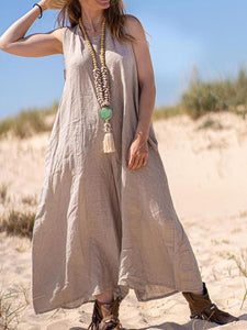 Solid Color Loose Sleeveless Dress