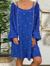 Load image into Gallery viewer, Holiday Puff Sleeve Round Neck Print Dress
