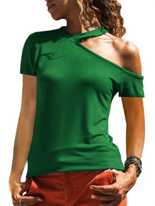 Pure Color Cotton Blend T-Shirts Casual Blouses