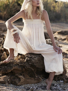 Pure Color Sling Tube Top Casual Loose Jumpsuit