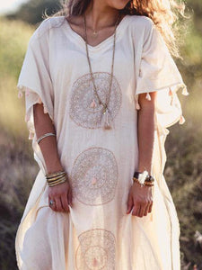 Boho V Neck Short Sleeve Dresses